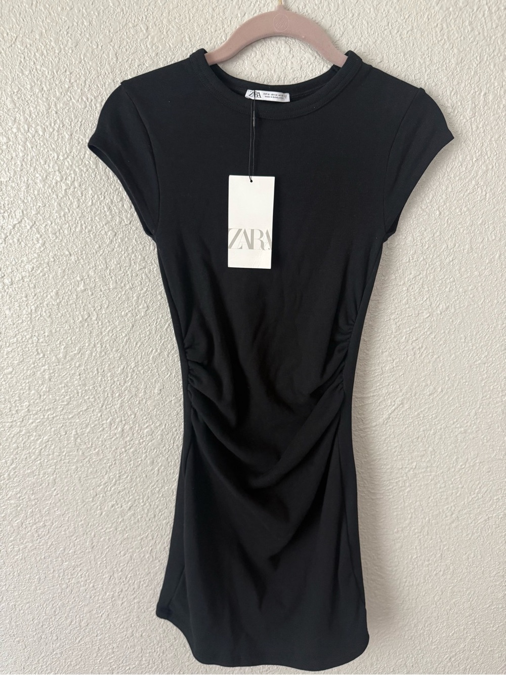 Zara Black Ruched Mini Dress